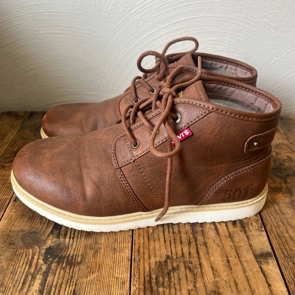 Levi's 501 Boys Youth Ankle Work Boots SZ 6 Brown British Tan Lightweight - Picture 6 of 10
